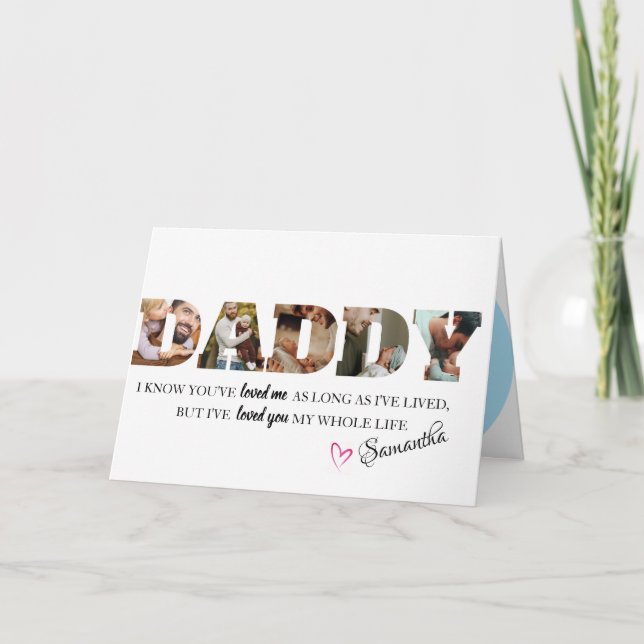 Father's Day 3 Photo Personalised Modern Daddy Card (Front)