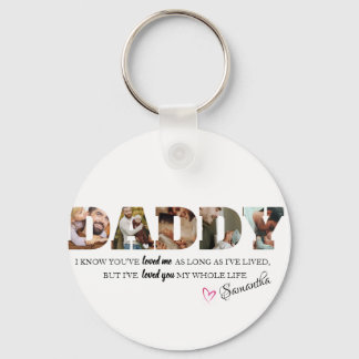 Father's Day 3 Photo Personalised Modern Daddy Key Ring