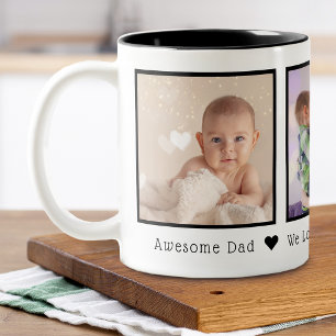 Father's Day 3 Photos Personalised Two-Tone Coffee Mug