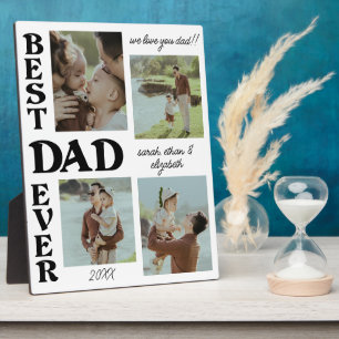 Father's day 4 photo collage Best Dad Ever Plaque