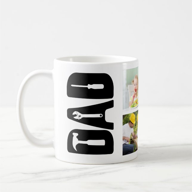 Father's Day 6 Photo Keepsake Handyman Dad White Coffee Mug (Left)