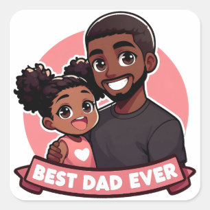 Father's Day - A black father and his daughter Square Sticker
