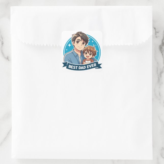 Father's Day - A father and his son Square Sticker (Bag)