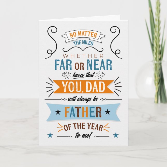 Father's Day Across the Miles Typography Card (Front)