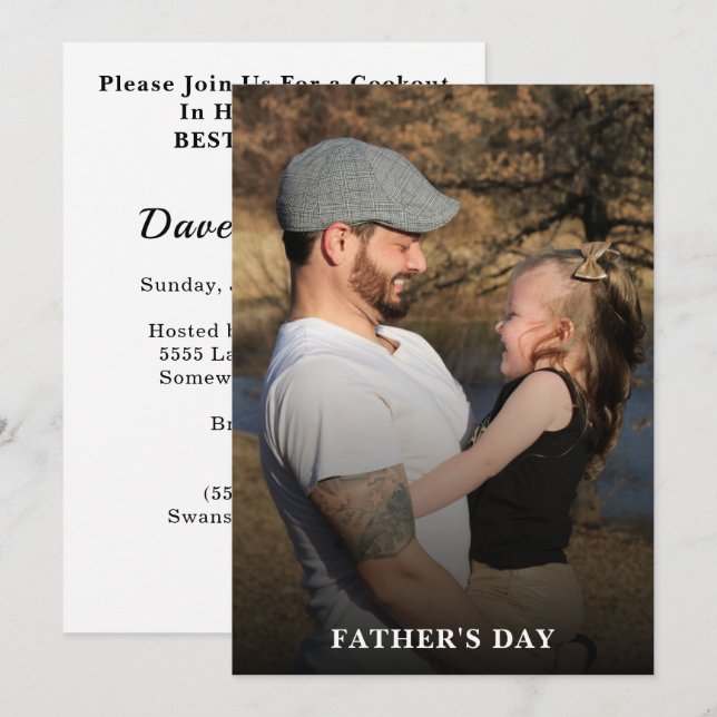 Fathers Day Add Photo Best Dad Ever Cookout Party Invitation (Front/Back)