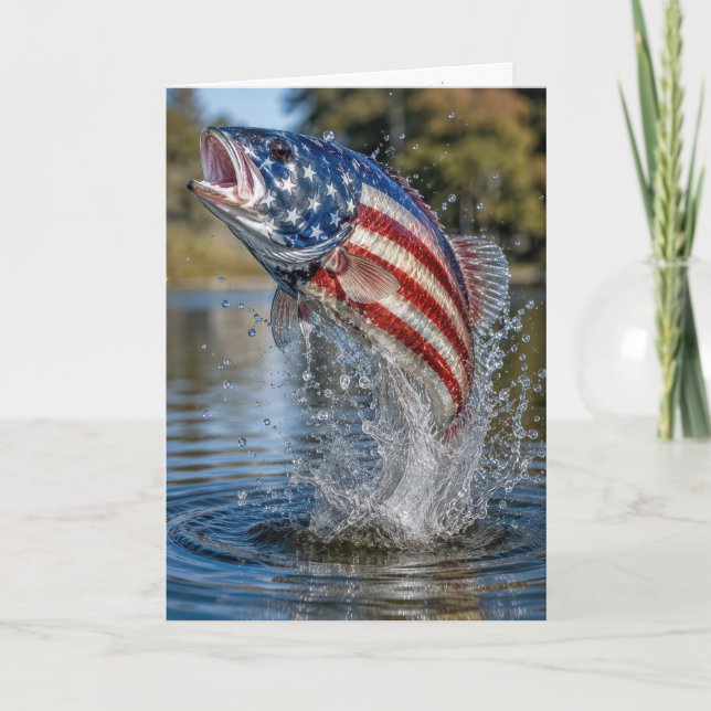 Father's Day American Flag Fish Card (Front)