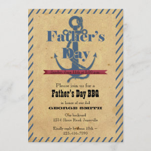 Father's Day Anchor BBQ Party Invitation