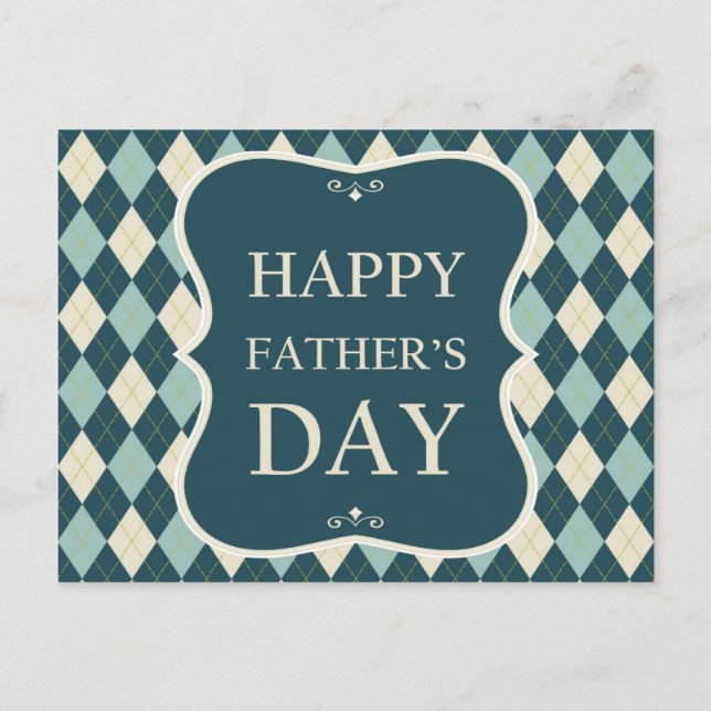 Father's Day,  Argyle Pattern Postcard (Front)
