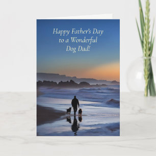 Fathers Day at the Beach with Dogs Sunset Dog Dad Card