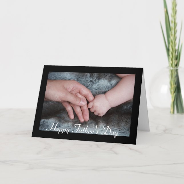 Fathers Day Baby Holding Daddys Hand Greeting Card (Front)