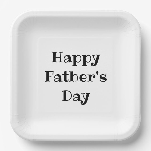 Father's Day Barbecue Black White Paper Plates (Front)
