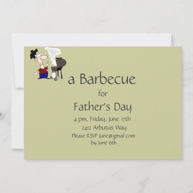 Father's Day Barbecue Party Invite Cartoon Humour (Back)
