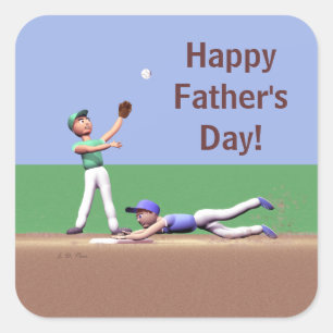 Fathers Day Baseball Characters Square Sticker
