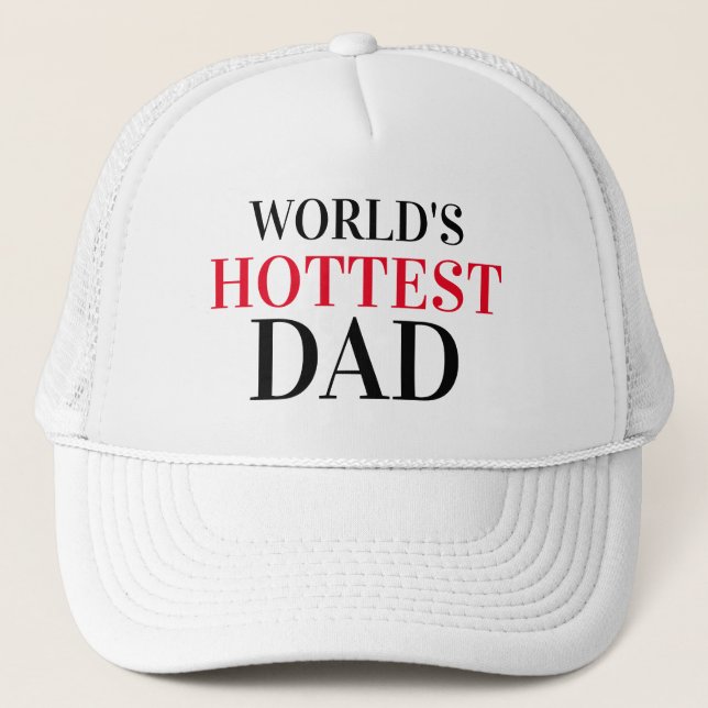 Father's Day Baseball WORLD'S HOTTEST DAD Trucker Hat (Front)