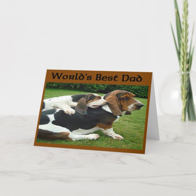 Father's Day Basset Hounds World's Best Dad Card (Front)