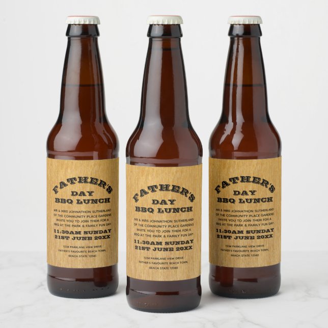 Father's Day BBQ Invitation Beer Bottle Label (Bottles)