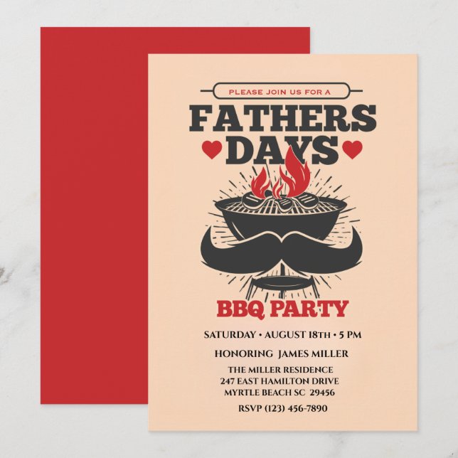 Father's Day BBQ Party Invitation (Front/Back)