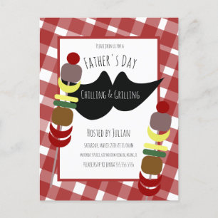 Father's Day BBQ Picnic Chilling Grilling Postcard