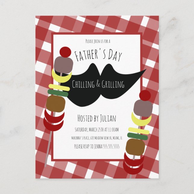 Father's Day BBQ Picnic Chilling Grilling Postcard (Front)
