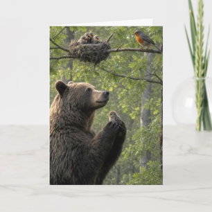 Father's Day Bear Rescuing a Baby Robin Card