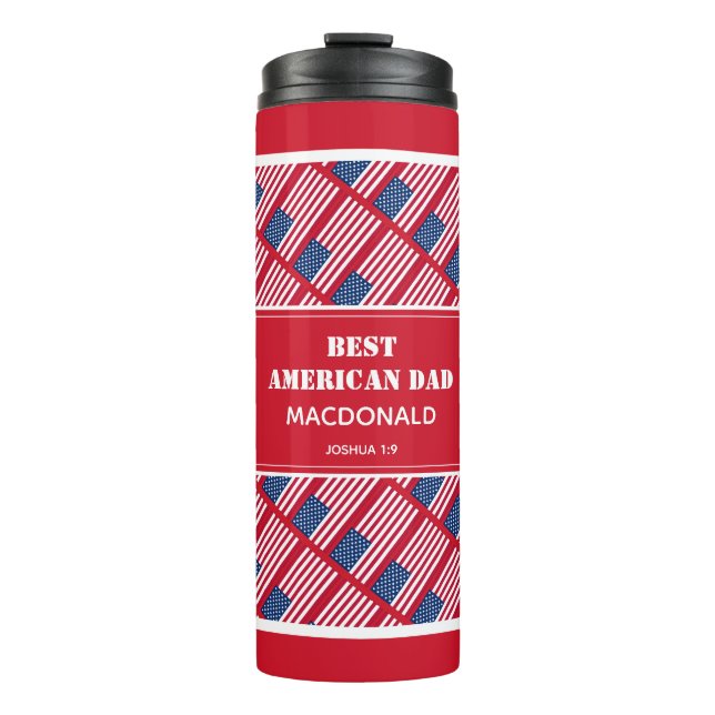 Father's Day BEST AMERICAN DAD USA Custom Red Thermal Tumbler (Front)