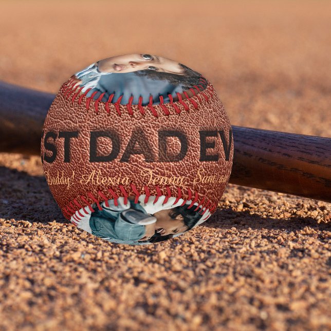 Father's Day Best Dad brown leather stamp photo Baseball (Creator Uploaded)