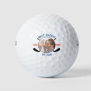 Father's Day Best Dad By Par Retro Photo Monogram Golf Balls