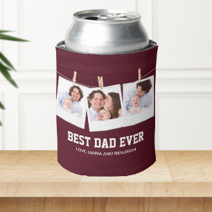 Father's Day   Best Dad Ever 3 Photo Collage Can Cooler