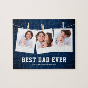 Father's Day   Best Dad Ever 3 Photo Collage Jigsaw Puzzle