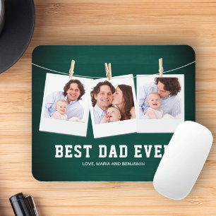 Father's Day   Best Dad Ever 3 Photo Collage Mouse Mat