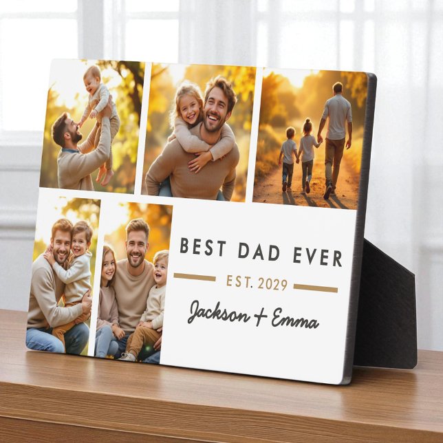 Father's Day Best Dad Ever 5 Photo Collage  Plaque (Creator Uploaded)