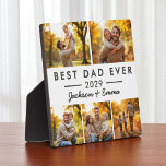 Father's Day Best Dad Ever 5 Photo Collage  Plaque<br><div class="desc">Celebrate the special dad in your life with this warm and modern Best Dad Ever five-photo collage plaque. Featuring space for five of your favourite family memories, a bold headline, the year, and your children’s names, this personalised keepsake is the perfect Father’s Day gift, birthday surprise, or “just because” reminder...</div>