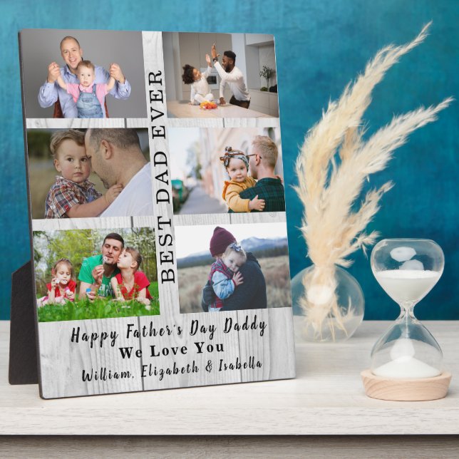 Fathers Day Best Dad Ever 6 Photo Collage wood Plaque (Side)