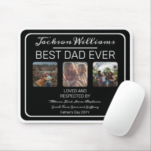 Fathers Day Best Dad Ever Black Three Photo Mouse Mat