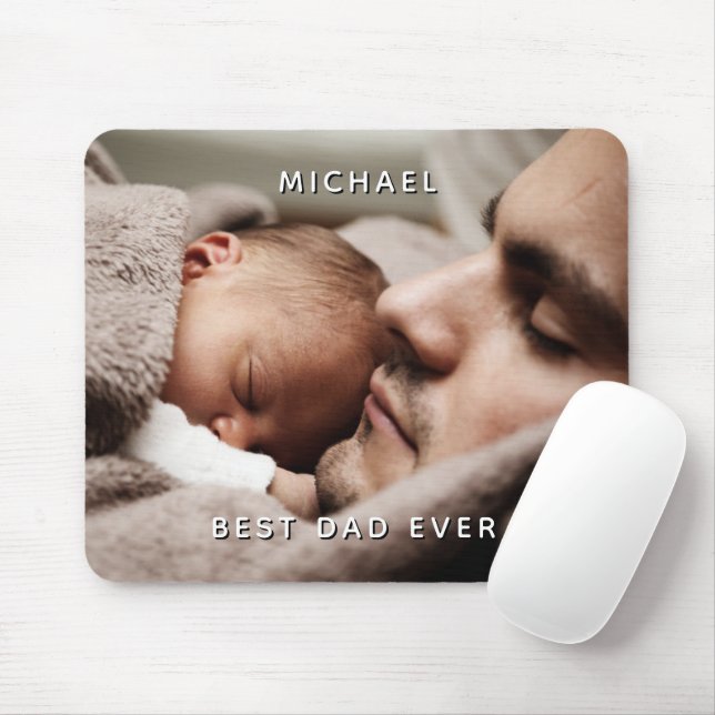 Father's Day Best Dad Ever Custom Name & Photo Mouse Mat (With Mouse)