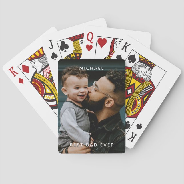 Father's Day Best Dad Ever Custom Photo Name Playing Cards (Back)