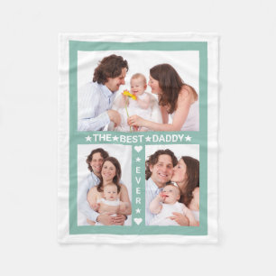 Father's Day Best Dad Ever Family Photo Collage Fleece Blanket