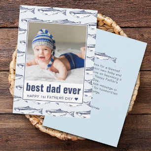 Father's Day Best Dad Ever Fish Pattern Flat Holiday Card