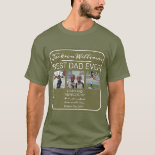 Fathers Day Best Dad Ever Olive Three Photo   T-Shirt