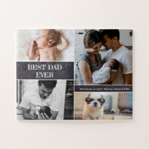 Father's day Best Dad ever Photo Collage Family Jigsaw Puzzle