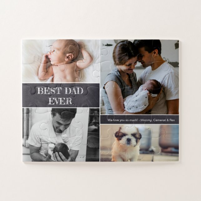 Father's day Best Dad ever Photo Collage Family Jigsaw Puzzle (Horizontal)