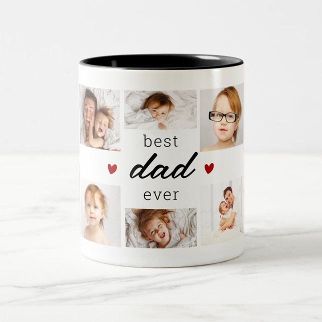 Father's Day Best Dad Ever Photo Collage Two-Tone Coffee Mug (Father's Day Best Dad Ever Photo Collage Two-Tone Coffee Mug)