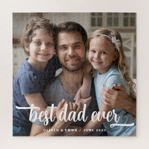 Father's Day Best Dad Ever Script Photo Jigsaw Puzzle