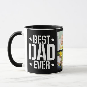 Father's Day Best Dad Ever Six Photo & Text, Black Mug