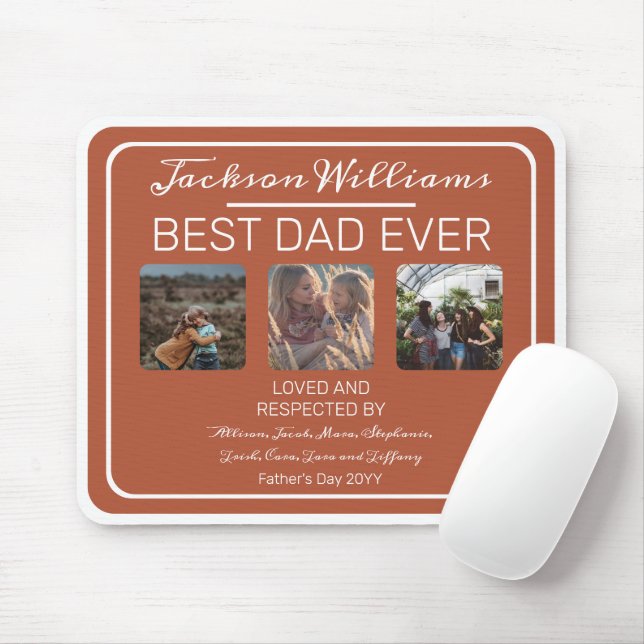 Fathers Day Best Dad Ever Terra Cotta Three Photo  Mouse Mat (With Mouse)