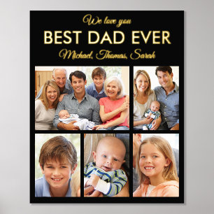 Fathers Day Best Dad Ever Trendy Photo Collage Foil Prints