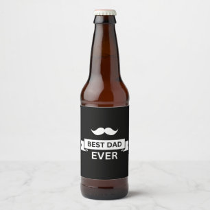 Father's Day BEST DAD EVER Typo with Moustache Beer Bottle Label