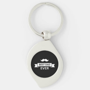 Father's Day BEST DAD EVER Typo with Moustache Key Ring