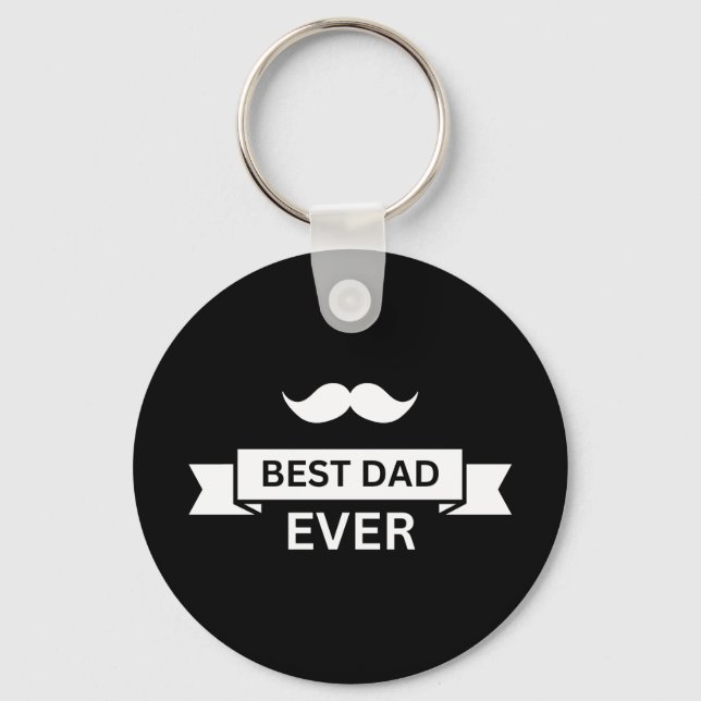 Father's Day BEST DAD EVER Typo with Moustache Key Ring (Front)