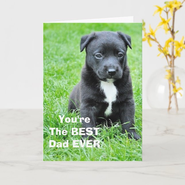 Father's Day Best Dad From Dog  Card (Yellow Flower)